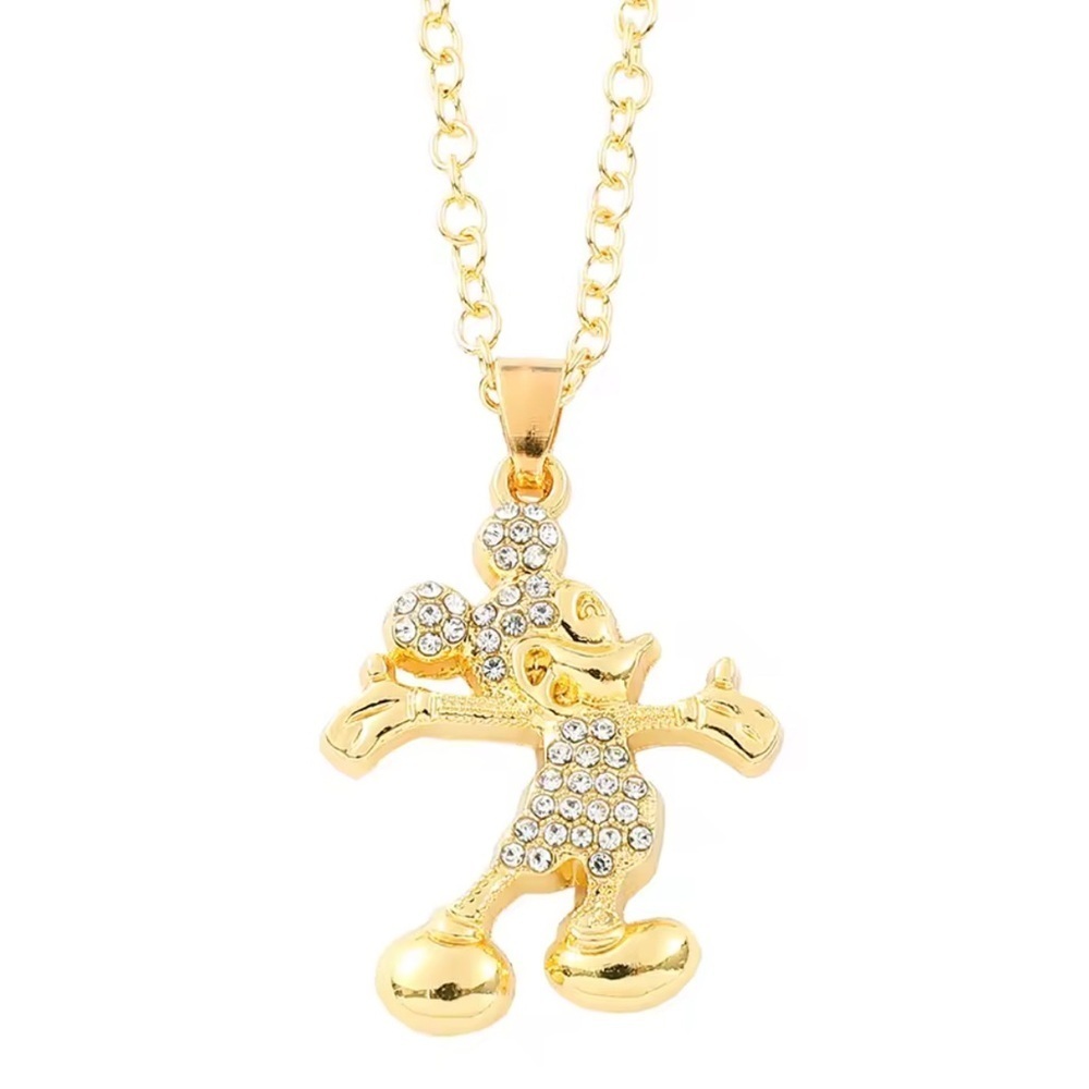 18K Gold Disney Mickey Mouse Inspired Theme Pave Diamond Necklace Character - Picture 2 of 5
